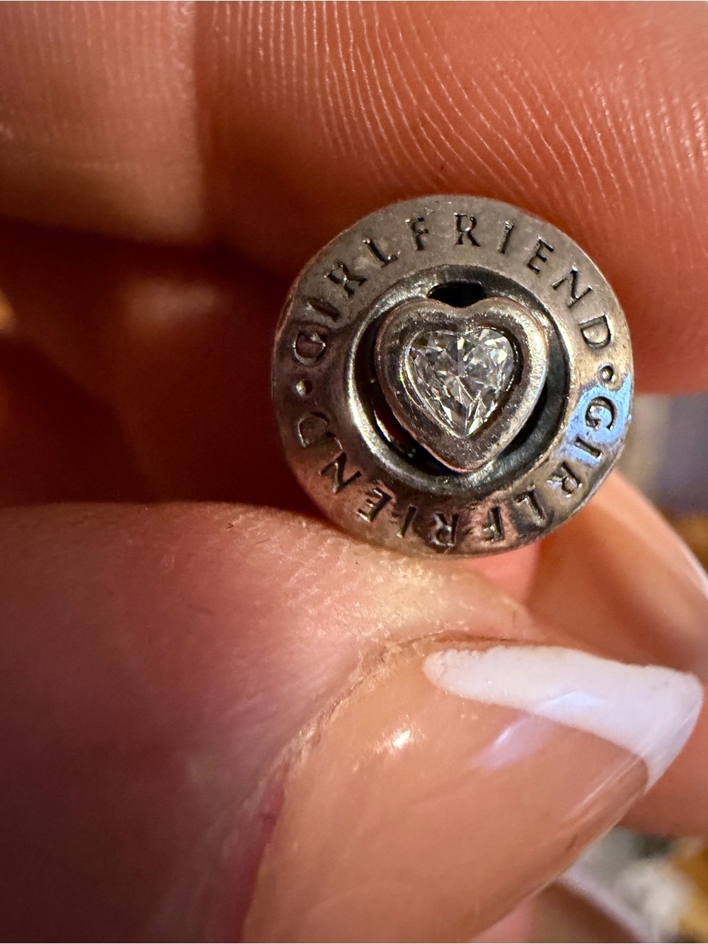 Pandora CZ Heart Round Girl Friend Sulver Charm